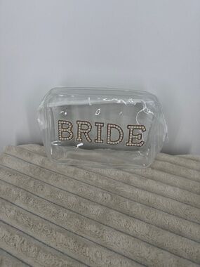 Clear ‘BRIDE' Cosmetic Bag with Pearl Lettering